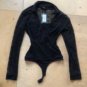 Bebe black bodysuit with lace size XS